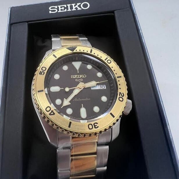 Seiko 5 Sports Automatic Brown Dial Two Tone Steel Strap Watch For Men - SRPK24 - Image 8